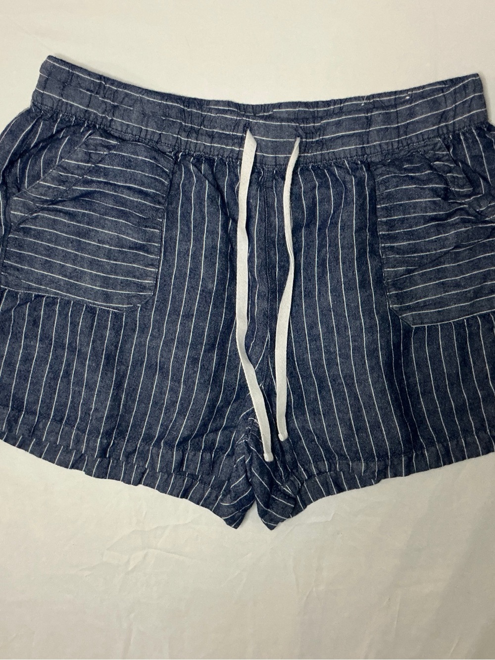Lane Bryant Navy Pinstripe Drawstring Athletic Shorts